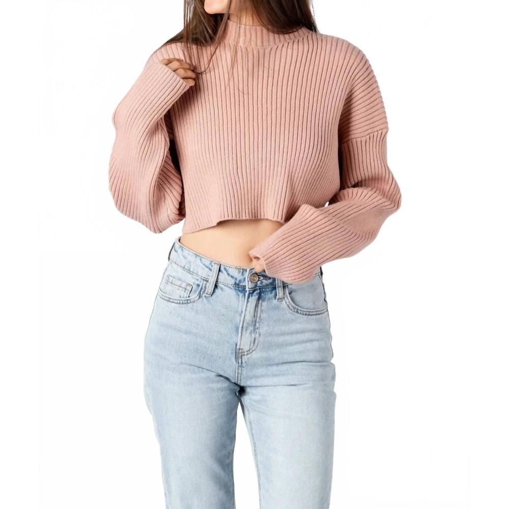 NEW MABLE ribbed crop sweater in dusty rose